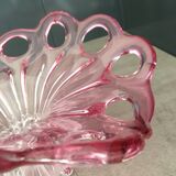 Coupe à fruit en verre soufflé rose