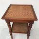 Guéridon table appoint en bois et osier vintage
