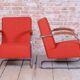 Bauhaus Armchairs in Beech & Chrome attributed to Mücke-Melder, Czech, 1930s, Set of 2