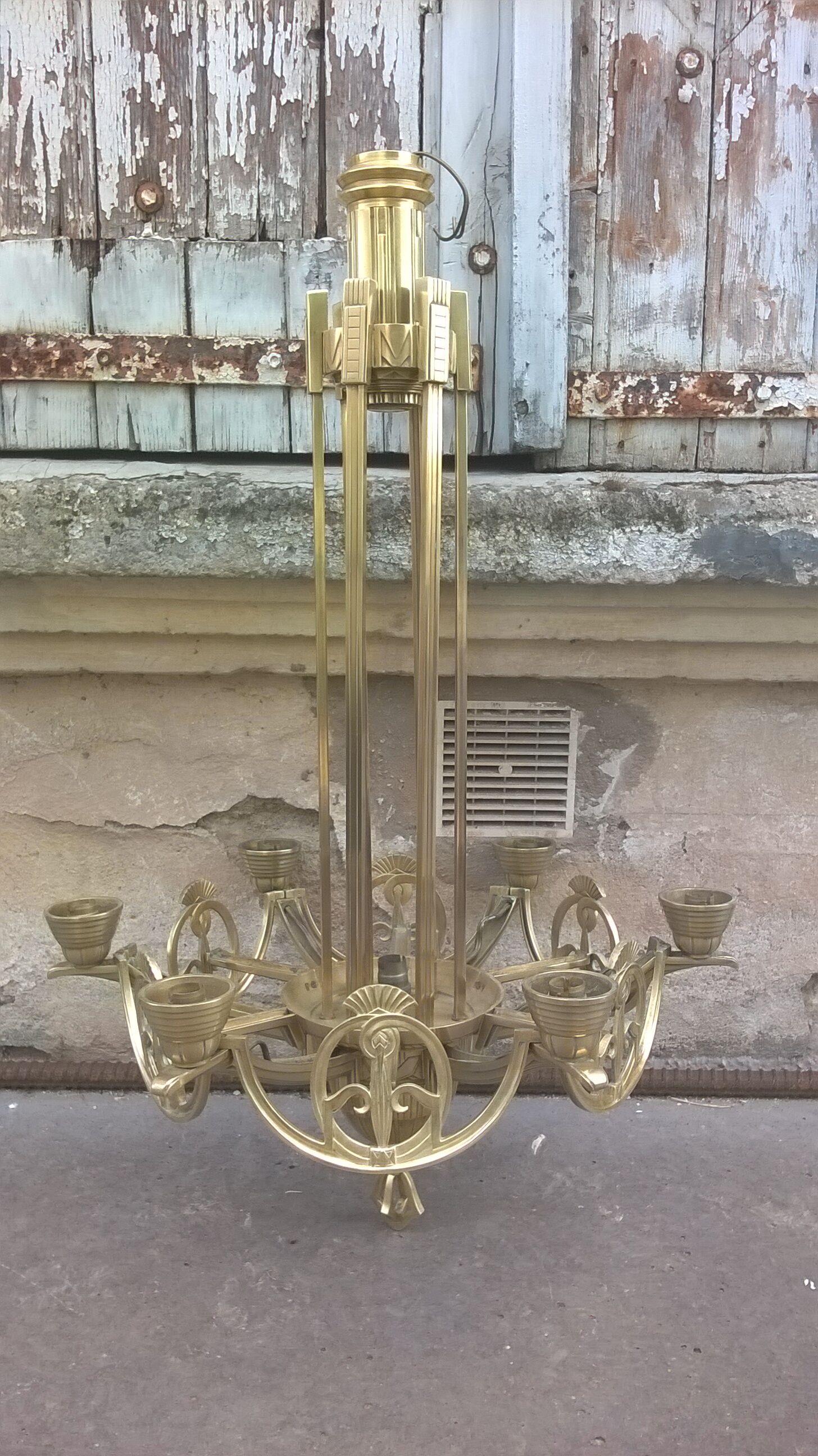 Bronze chandelier and brass art deco period
