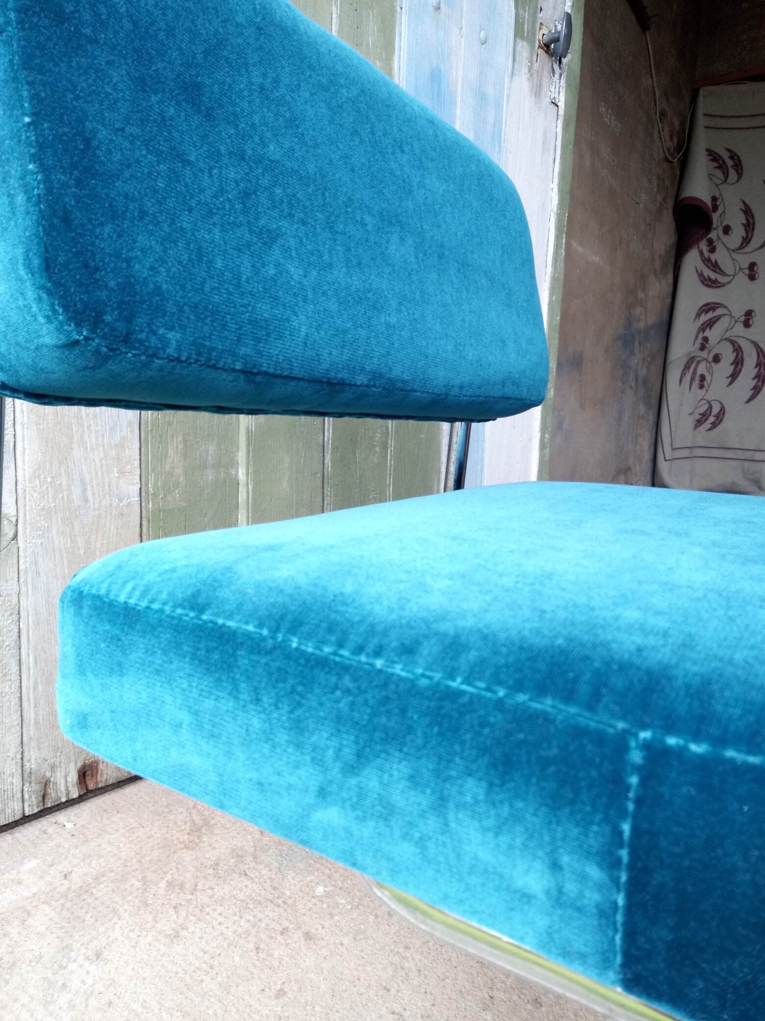 Petrole blue modernist armchair