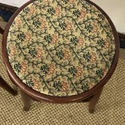 Pair of low stools in curved wood, vintage "Thonet" style