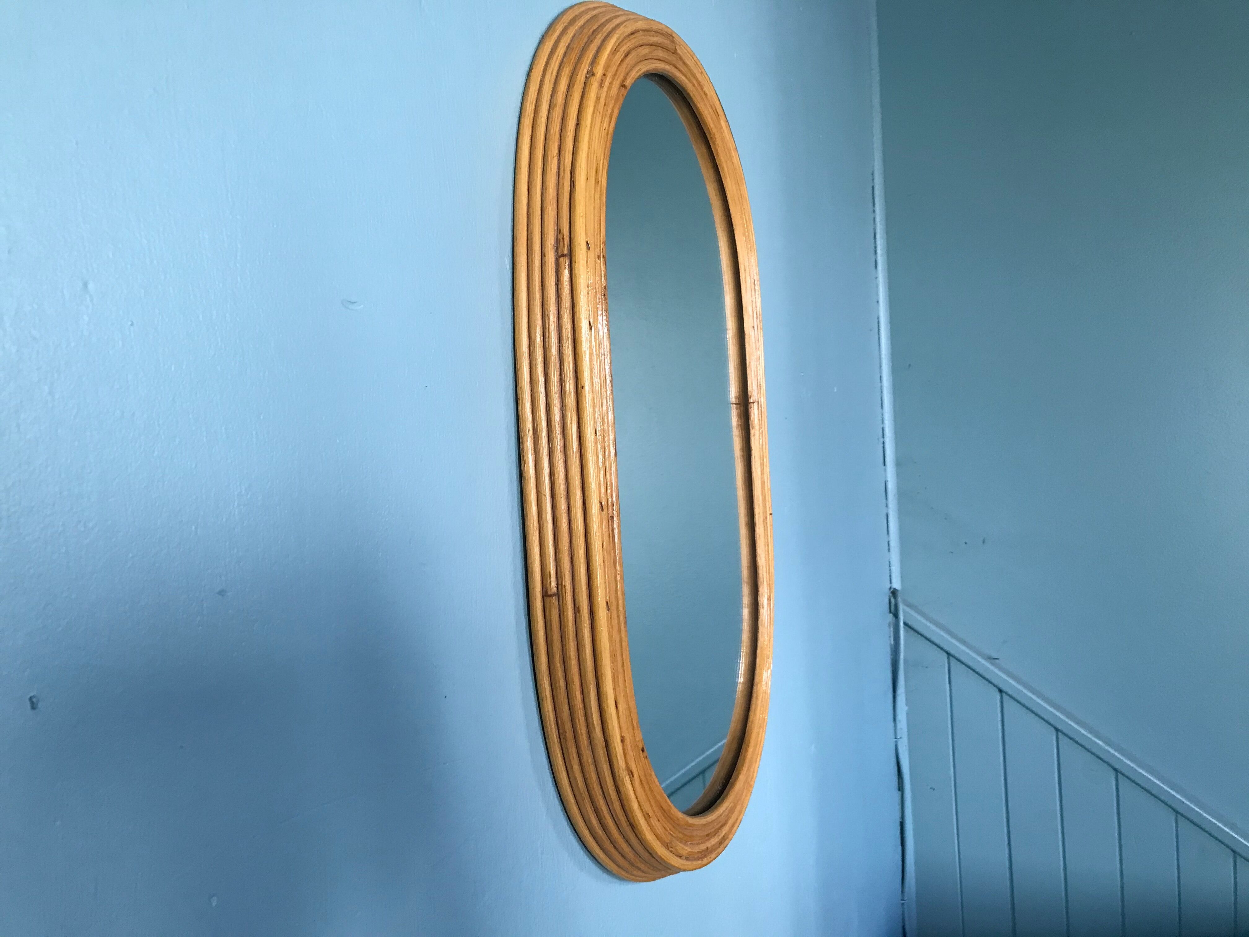 Pair of bamboo mirrors 34x56cm