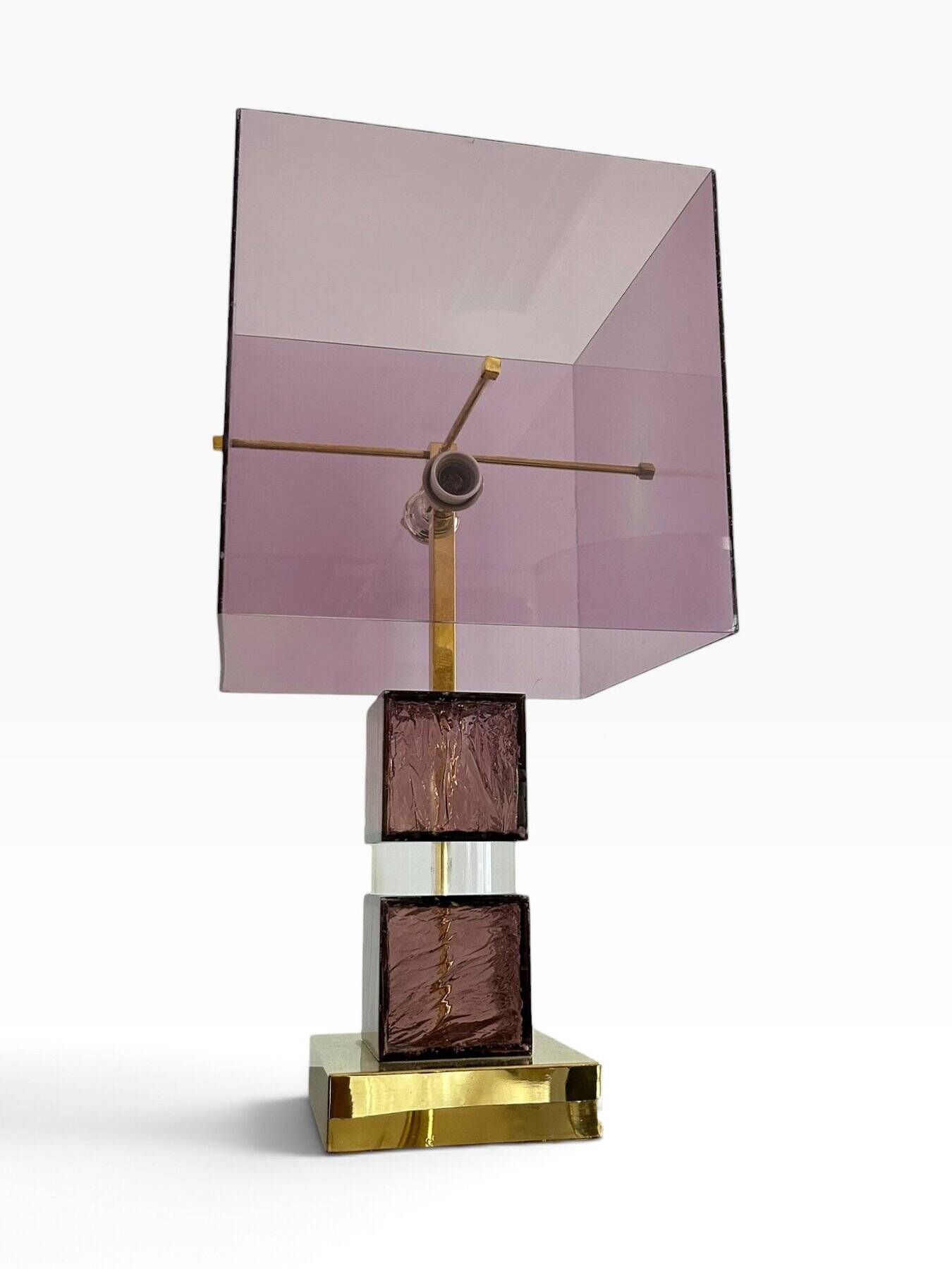 Lampe Attr. à Romeo Rega en lucite et laiton, 1970