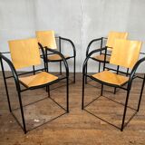 Series of 4 chairs minimalist 1980 design italy