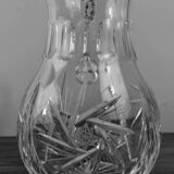 Crystal cider pitcher engraved early twentieth century