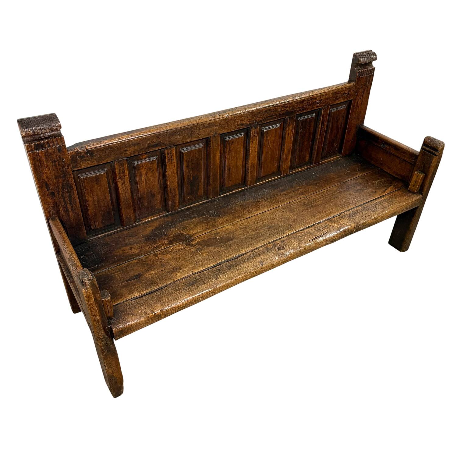 Antique Spanish Oak Bench – Traditional Pegged Construction