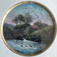 Tableau HSP Miniature "Animated Landscape with Watermill" 19th Century