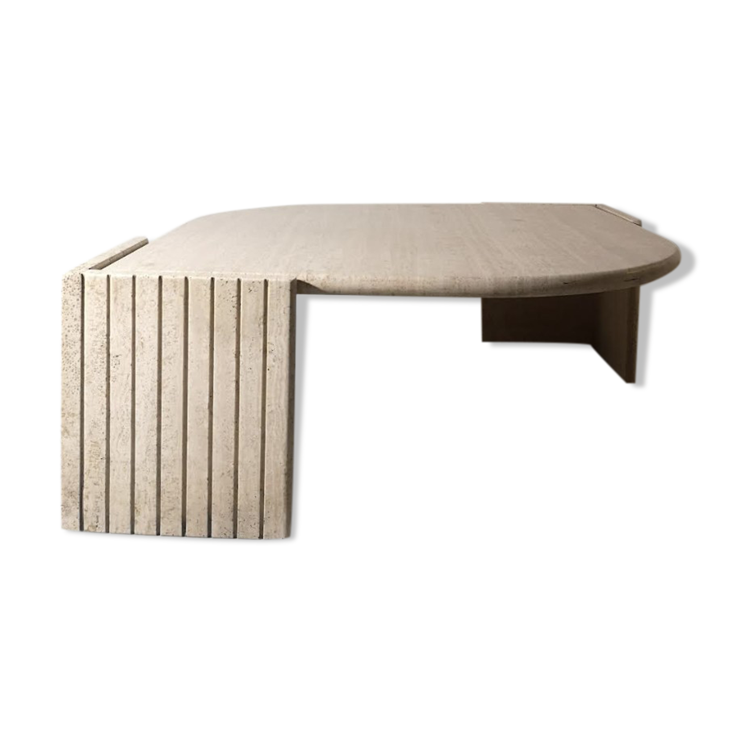 Italian travertine drop coffee table roche bobois, 1970