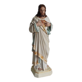 Christ with the Sacred Heart Polychrome Plaster - Restored