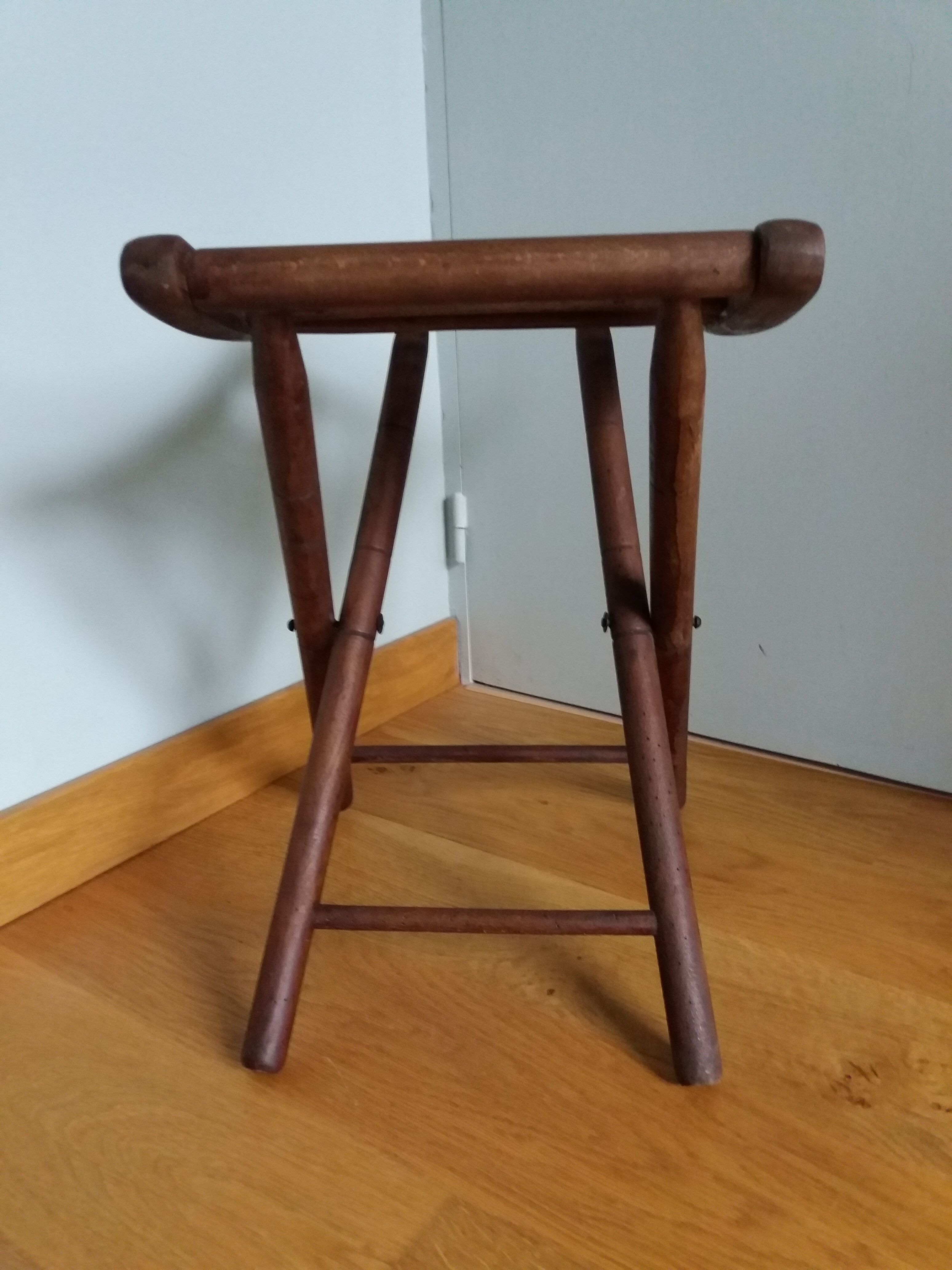 Folding wooden stool