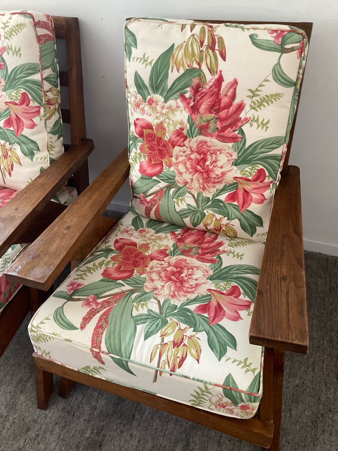 Pair of compass-legged armchairs, 1960s