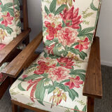 Pair of compass-legged armchairs, 1960s