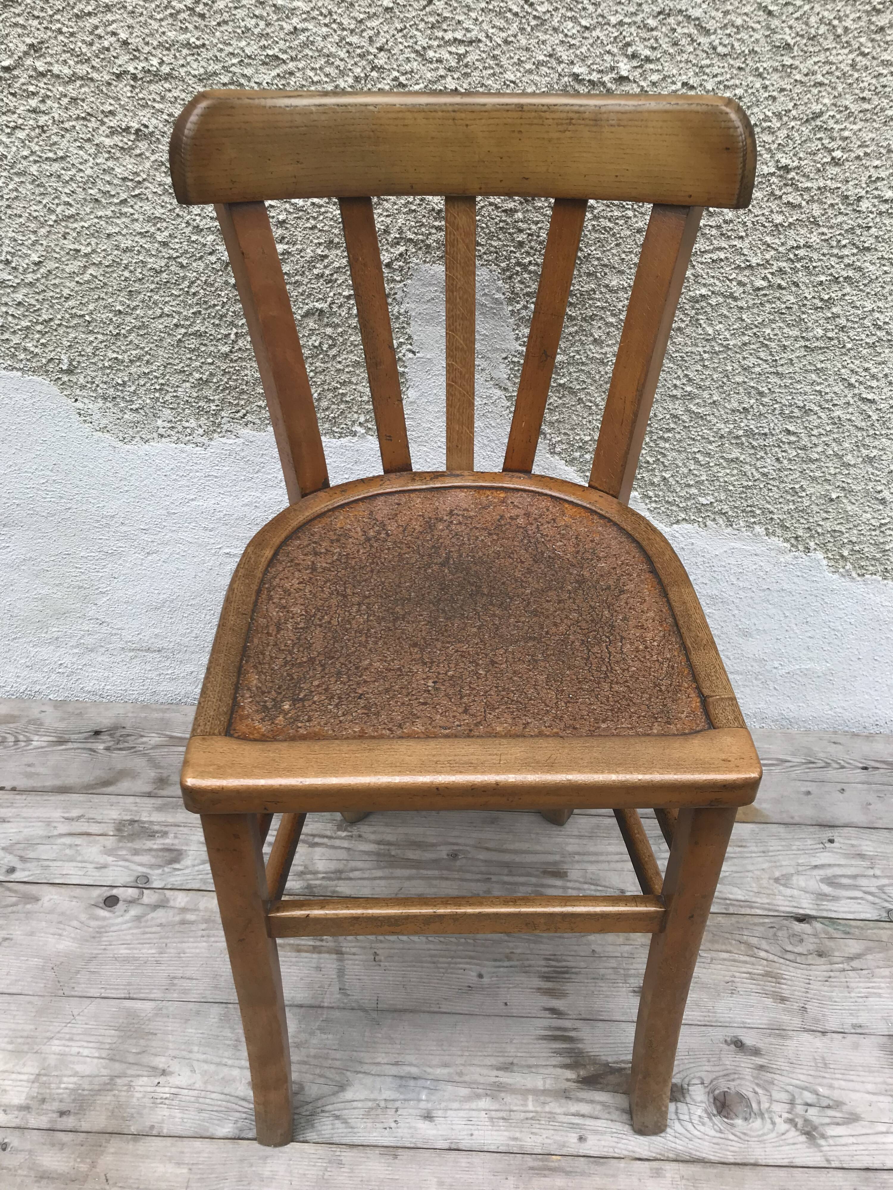 Set of 6 chairs bistro style baumann old 70s vintage wood