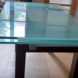 Cattelan Italia designer table – Tempered glass + extensions – Dark wood legs