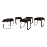 Tabouret italien moderne en acier et cuir marron par Antonio Citterio pour Flexf