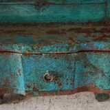 Old mirror-wall shelf in teak