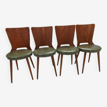 Suite de 4 chaises de Bistrot Baumann modèle Dove années 1980