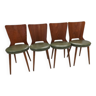 Suite de 4 chaises de Bistrot Baumann modèle Dove années 1980