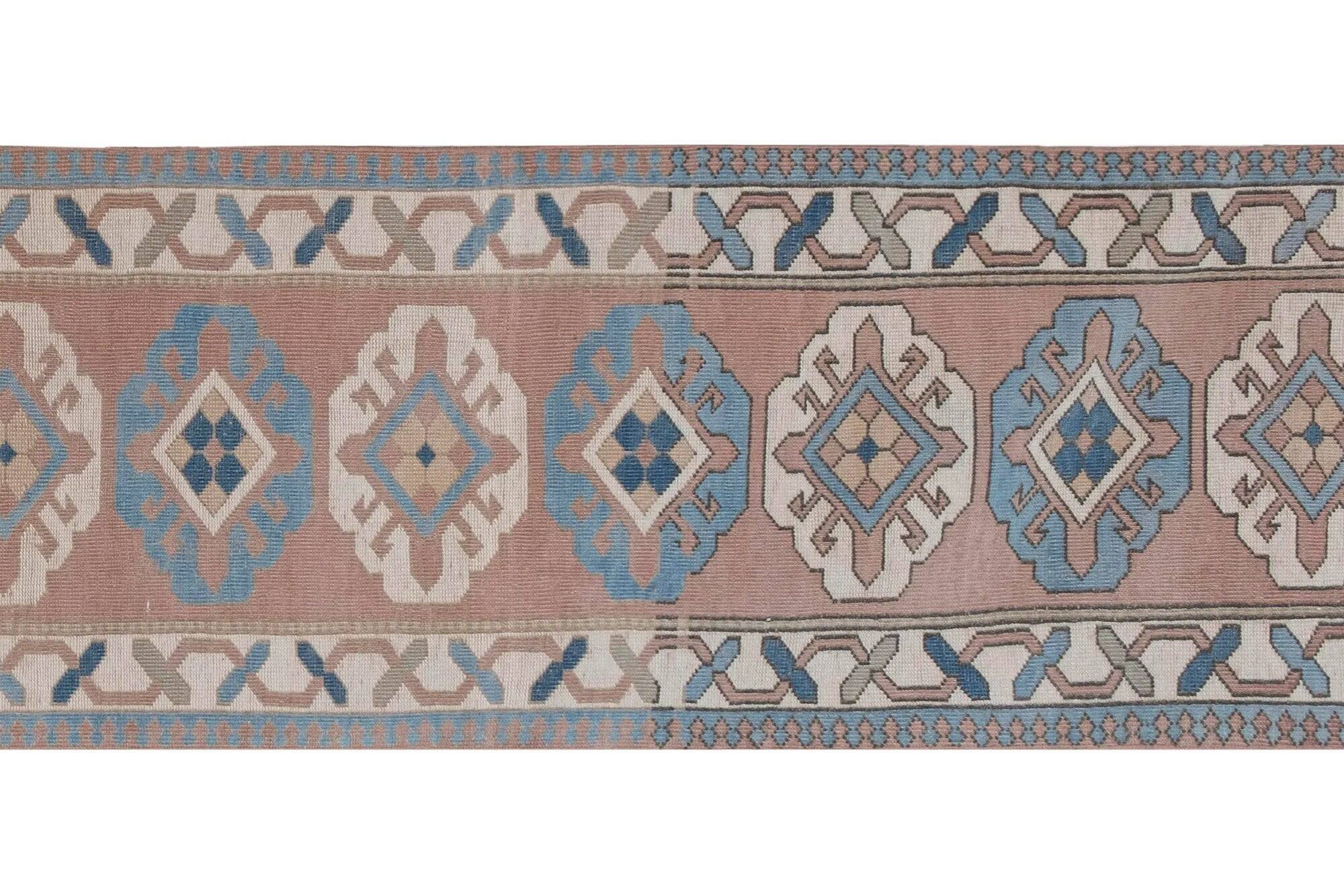 Tapis de couloir turc vintage 80x380 cm
