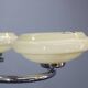 Art Deco chrome chandelier with cream opaline shades, Czechoslovakia, 1940s