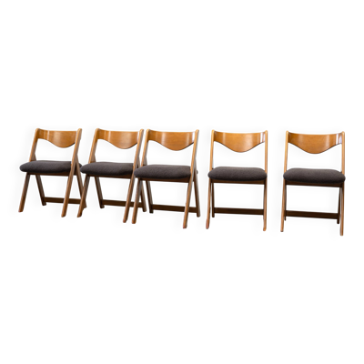 Ensemble de cinq chaises de salle à manger italiennes dans le style de Willy Rizzo.
