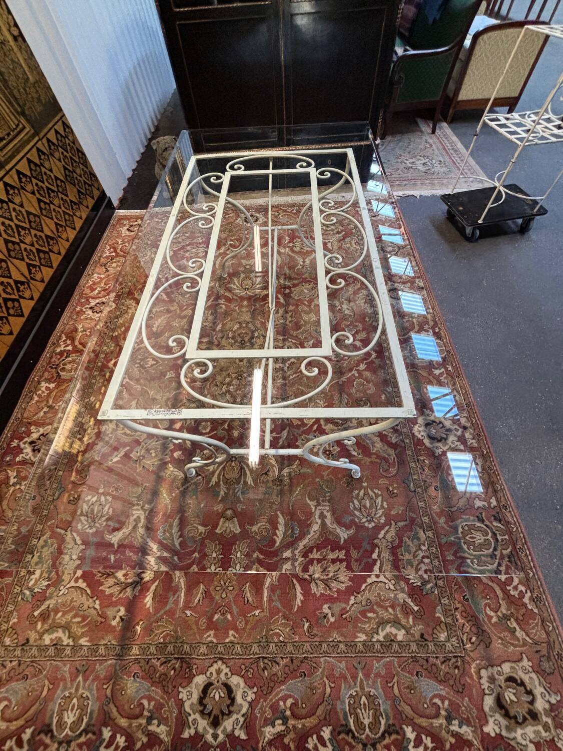 Iron and glass garden furniture