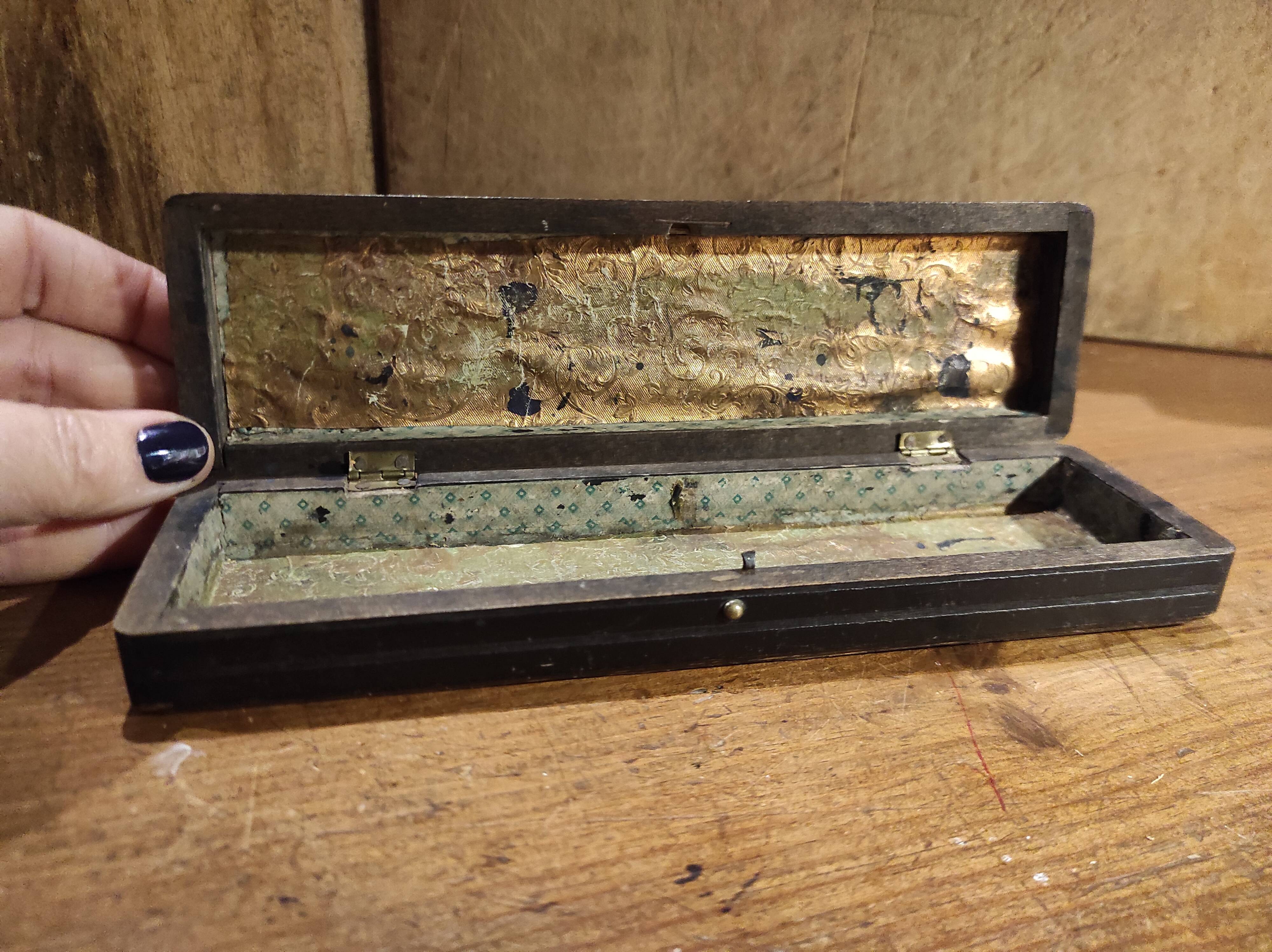 Vintage French pencil case in ebonized wood