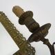 Pair of 3-light beveled mirror wall lights in Napoleon style, gilded bronze