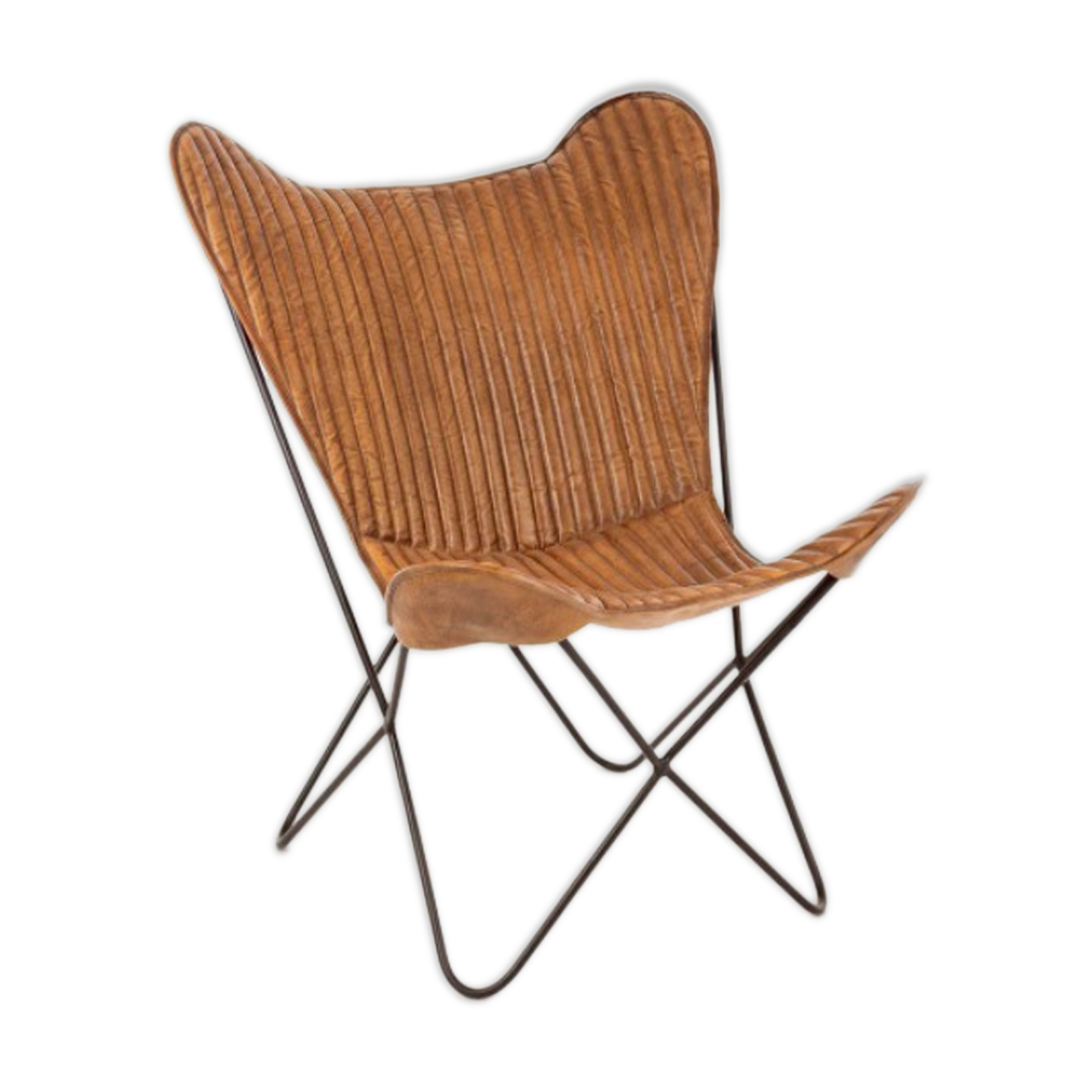 Leather butterfly armchair