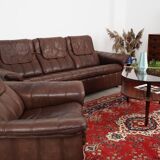 Fauteuil en cuir marron, design suisse, années 1970, fabrication : De Sede