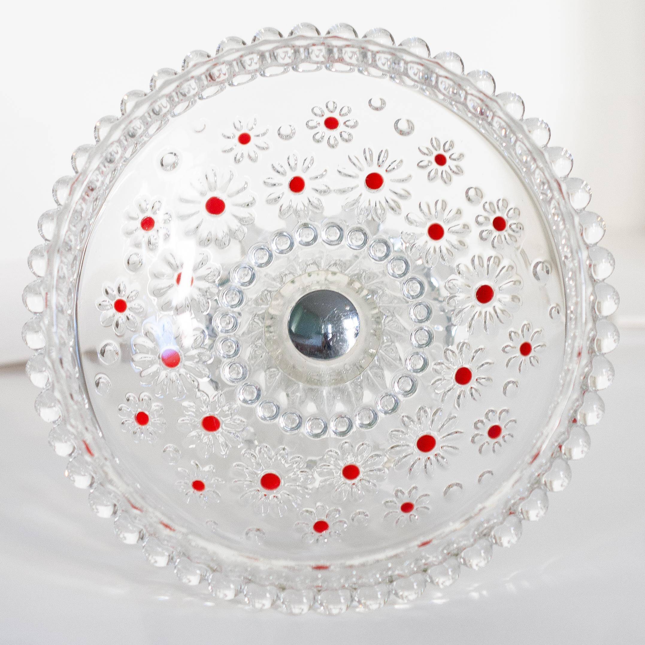 Vintage transparent crystal glass decorative plate, Italy, 1960s.