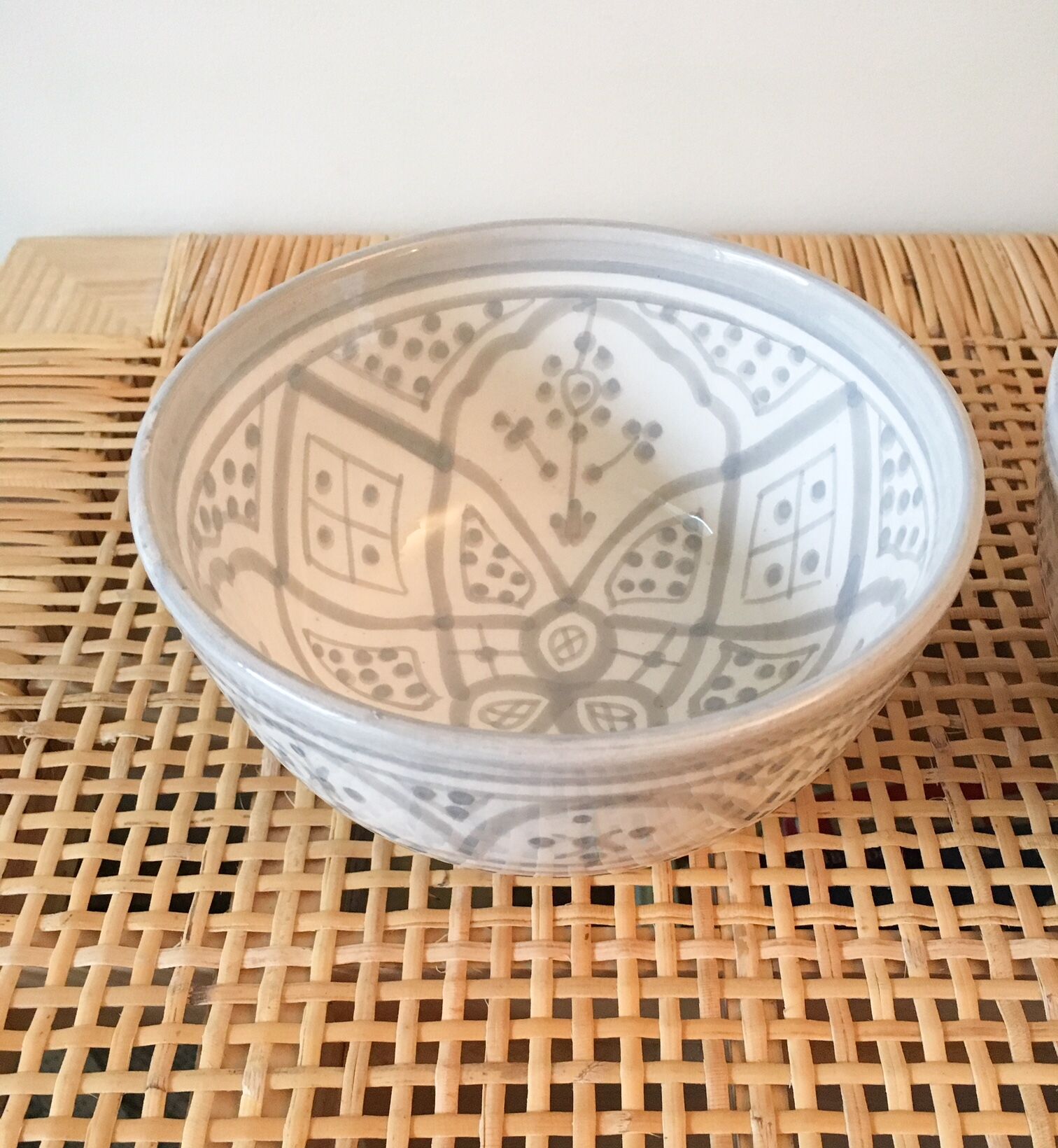 Lot of 2 grey bowls 15cm Moroccan ceramic