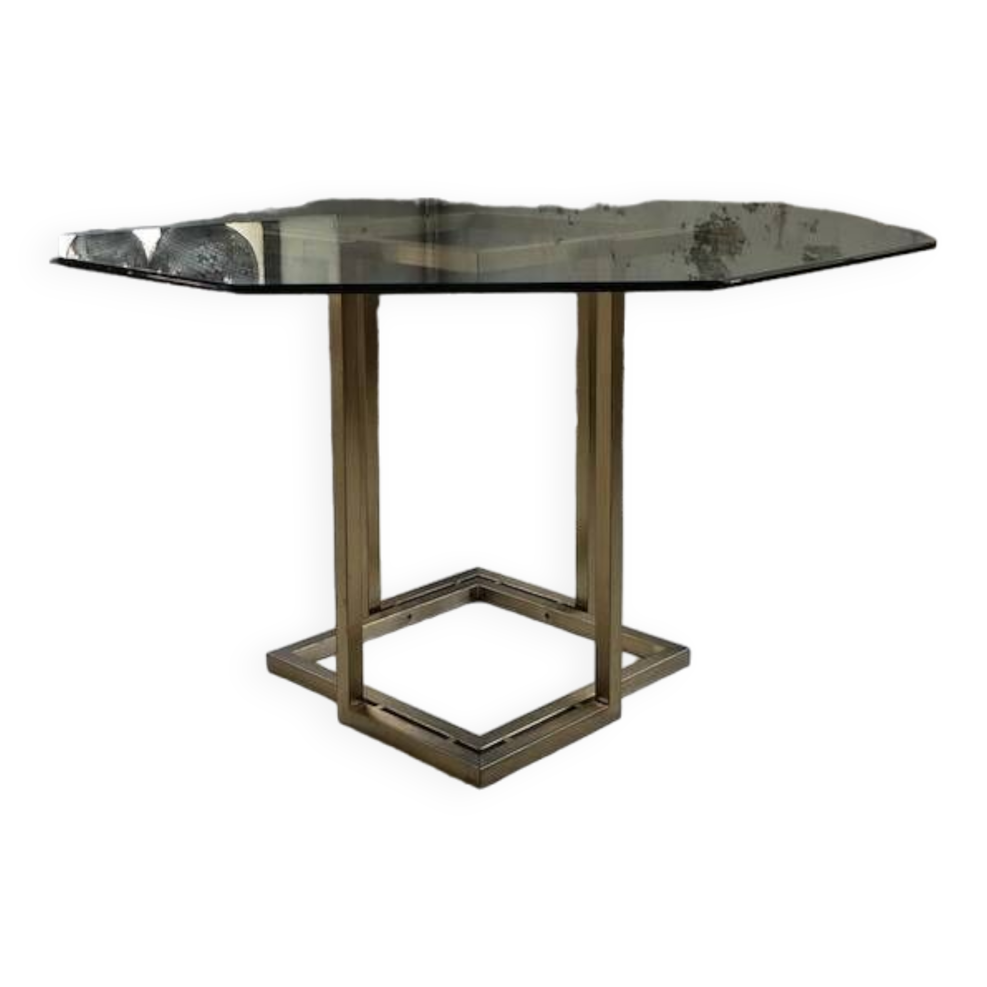 Octagonal table Italy 70 glass and brass