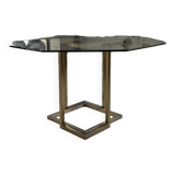 Octagonal table Italy 70 glass and brass