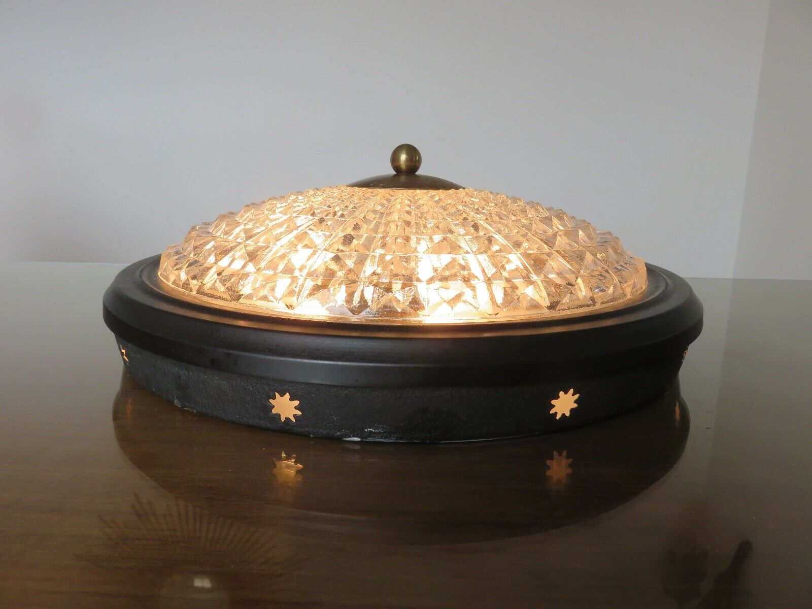Applique " étoilée " 3 feux, verre diamant et laiton années 50 60