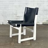 Vintage Spanish black leathe child chair