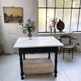 Butcher's table work central island marble