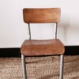 Ancienne chaise d'écolier en bois et métal