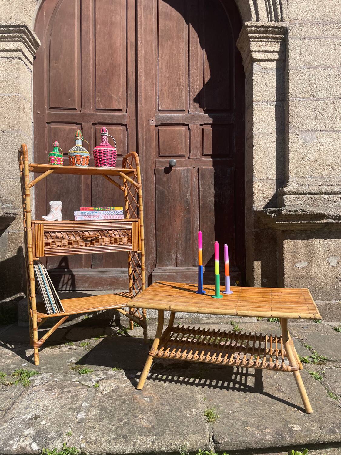 Rattan living room set, 1970s