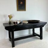 Brutalist elm table Wabi-sabi spirit and its 2 benches
