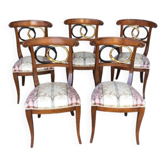 Set of 5 20th century beech wood chairs