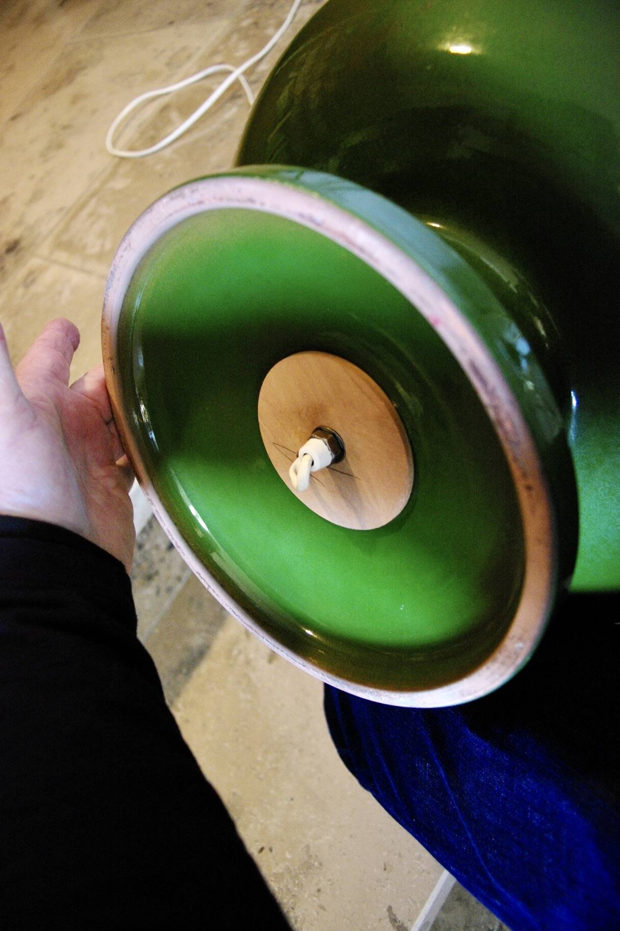 Vintage toupie floor lamp in ceramic from temde switzerland 1960