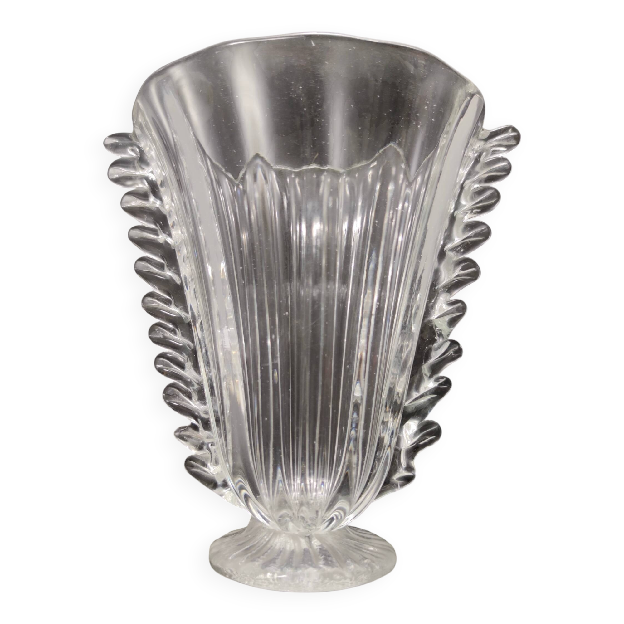 Transparent Murano Glass Vase attr. to Barovier and Toso, Italy