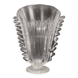 Transparent Murano Glass Vase attr. to Barovier and Toso, Italy