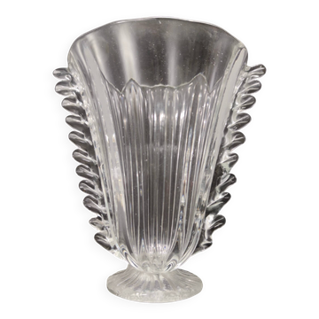 Transparent Murano Glass Vase attr. to Barovier and Toso, Italy