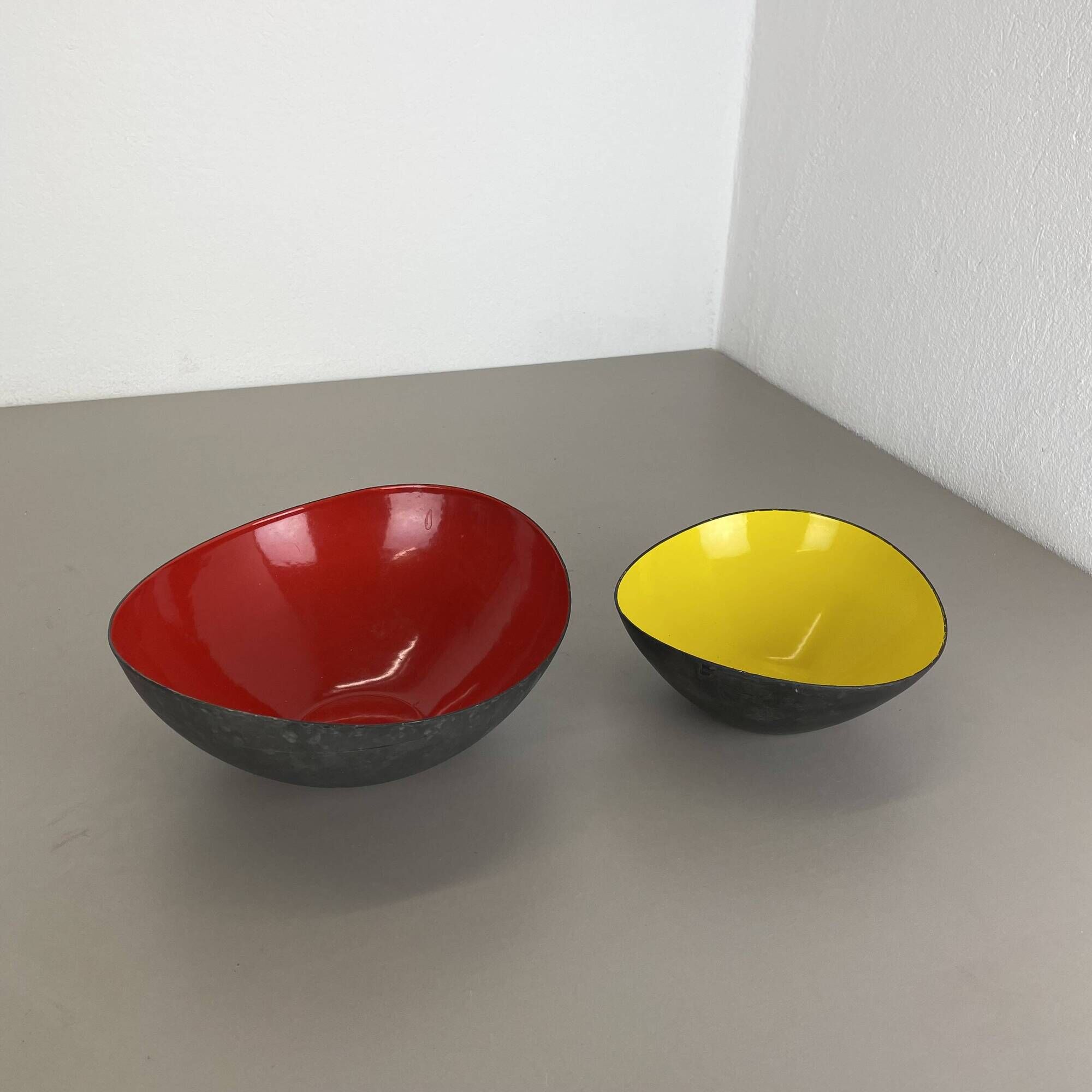 Set of 2 Krenit metal bowls by Herbert Krenchel for Ørskov, Torben, Denmark 1950