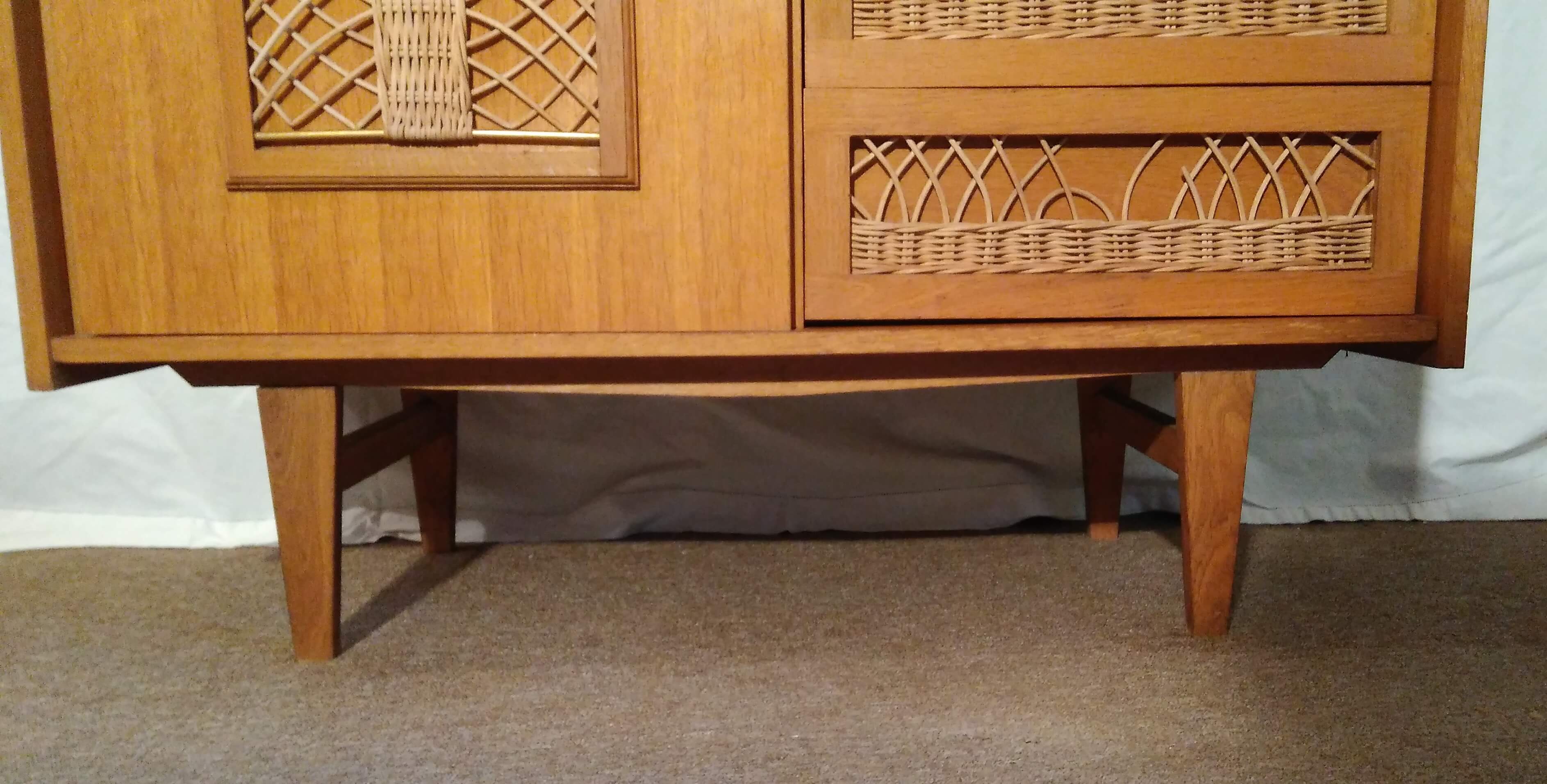 Vintage rattan wardrobe