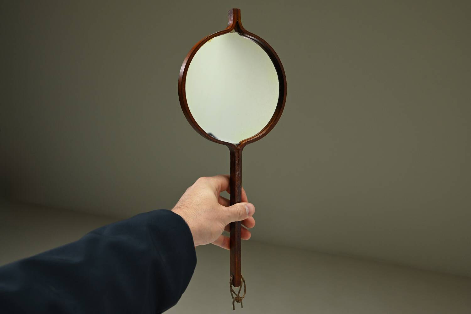 Rosewood hand mirror by Hans-Agne Jakobsson made in Markaryd, 1950s Sweden.