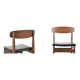 4 chaises en teck et similicuir, milieu XXème